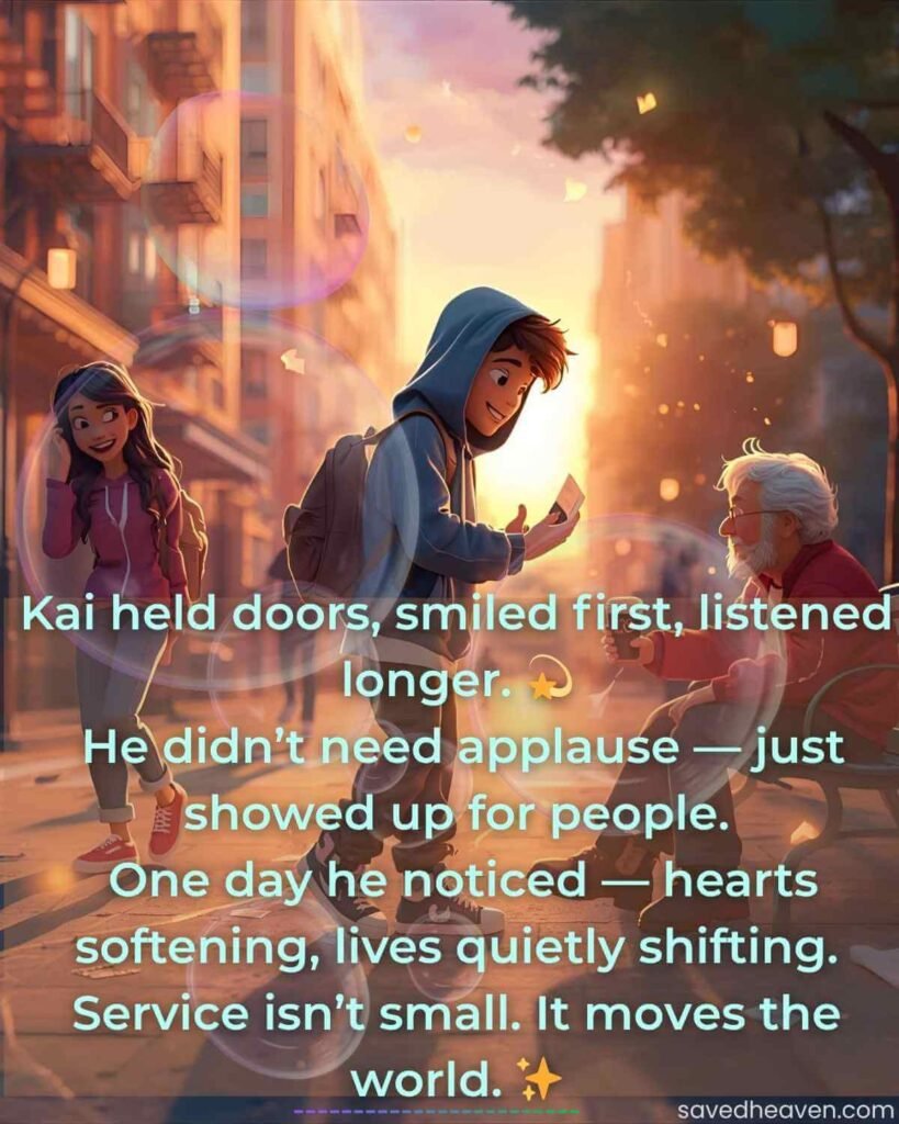 Quote about kindness and service—small acts creating big change in the world.