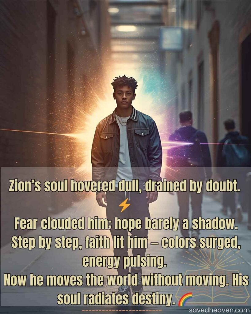 Quote about faith overcoming doubt, soul radiating destiny, and inner energy moving the world