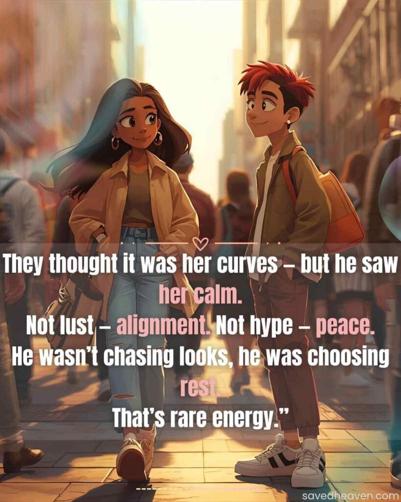 Quote about rare energy—choosing peace, calm, and alignment over hype or lust.